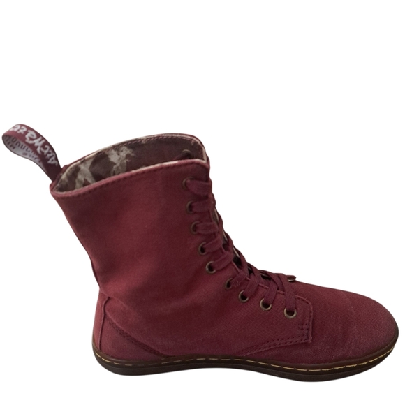 Dr Martens Stratford Women's Burgundy Canvas Boots Size 7 Flat Shoes - Picture 7 of 16